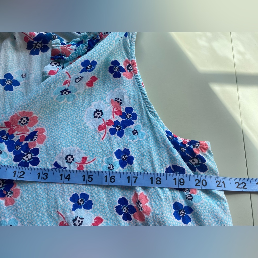 Talbots blouse womens 1x plus size ditsy floral blue popover top sleeveless - Picture 8 of 9
